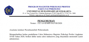 Read more about the article Pengumuman Seleksi Administrasi Camaru 2020/2021