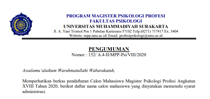 Read more about the article Pengumuman Seleksi Administrasi Camaru 2020/2021