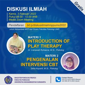 Read more about the article DISKUSI ILMIAH: PENGENALAN INTERVENSI CBT DAN PLAY THERAPY